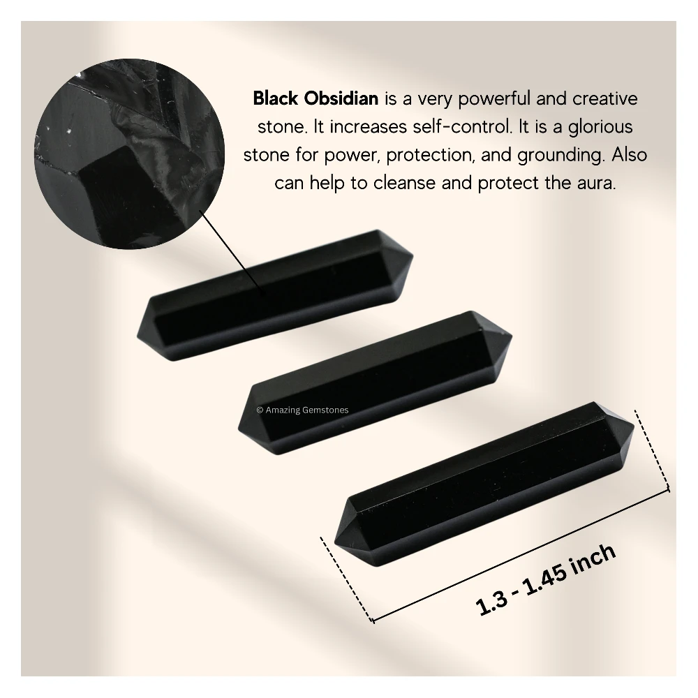 Black Obsidian Pencil Points (Double Terminated) (Set of 10)