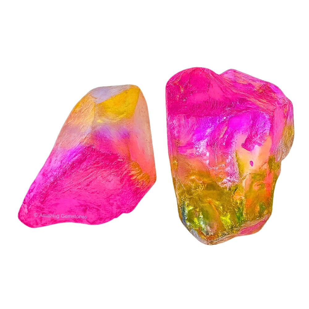 Rose-Apple Aura Quartz Raw Crystals (5 Pieces)