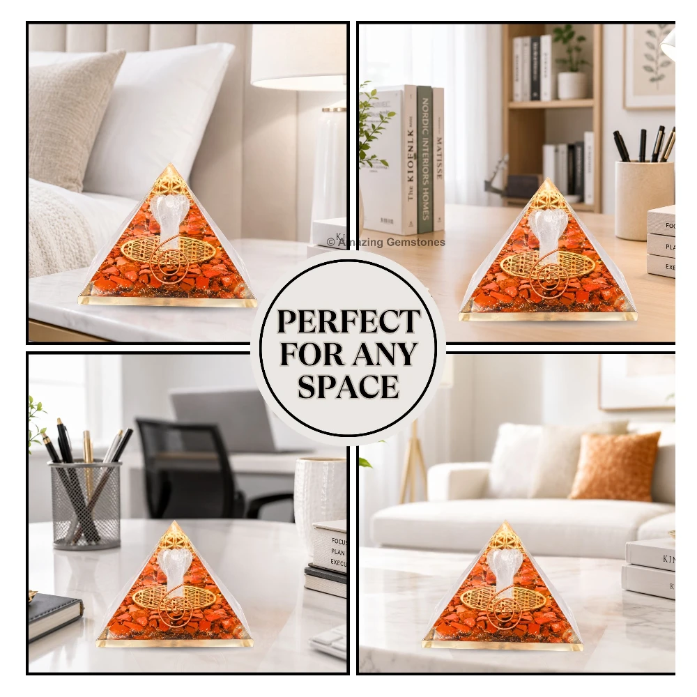Red Jasper Orgone Pyramid - Angel Glow in Dark