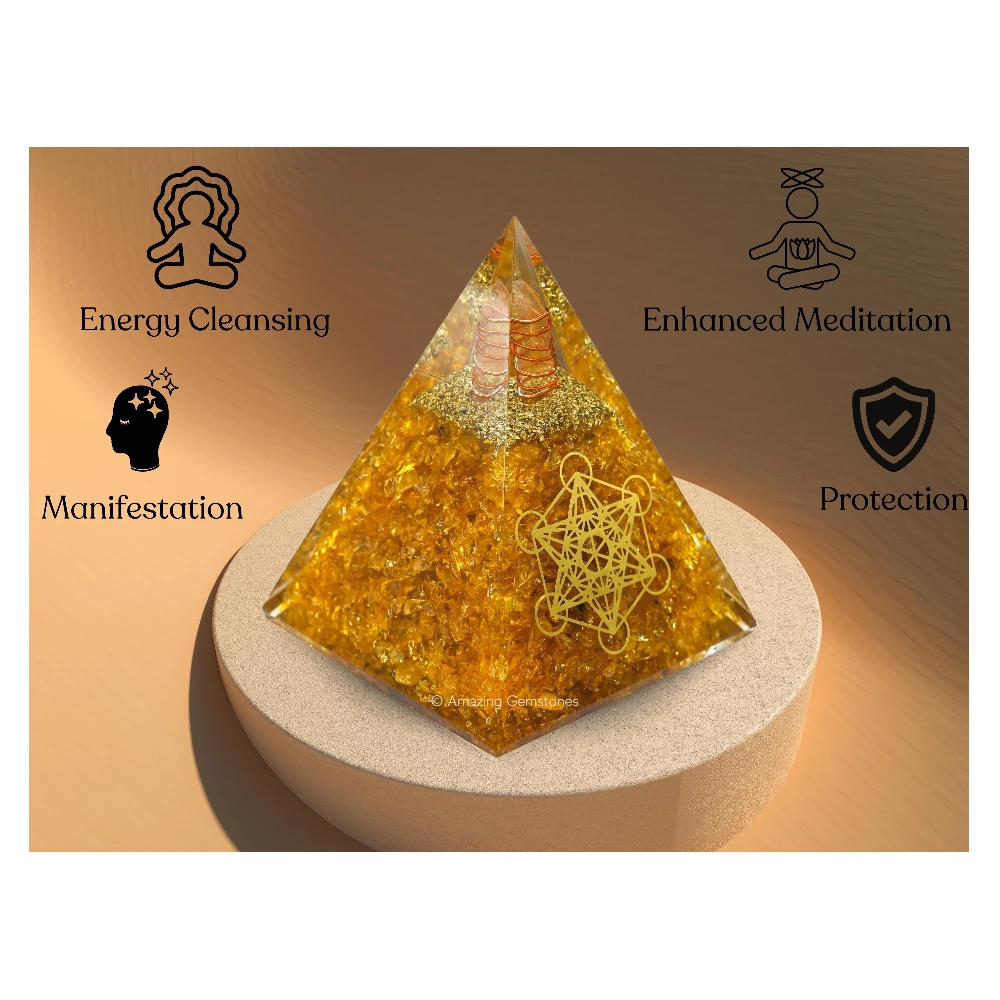 Citrine Orgone Pyramid - 70 mm