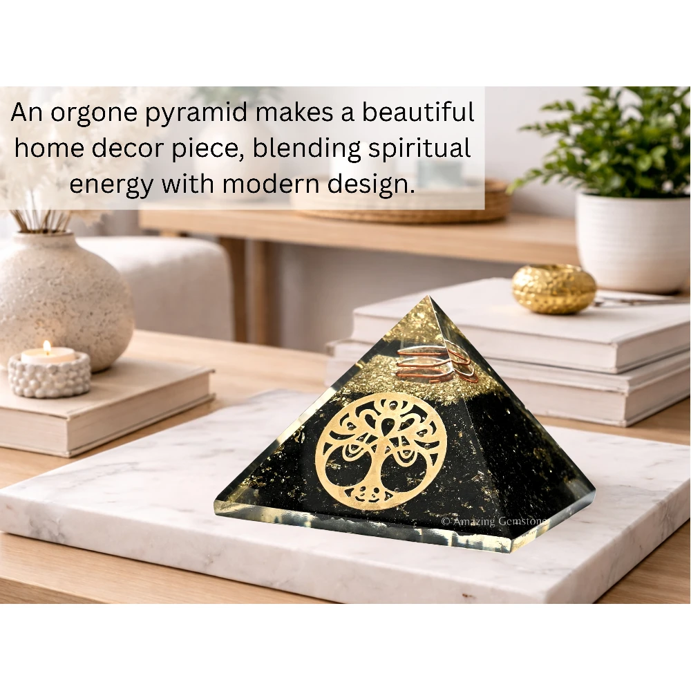 Shungite Orgone Pyramid - Vintage Tree of Life