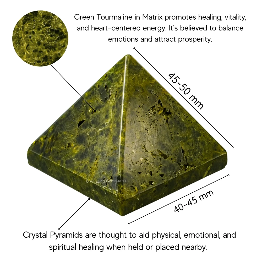 Green Tourmaline in Matrix Pyramid (2 Inch)