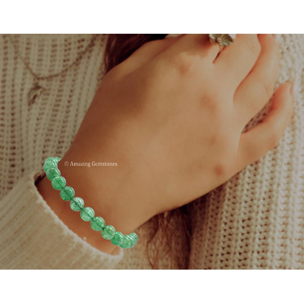Green Strawberry Quartz Bracelet (Strechable)