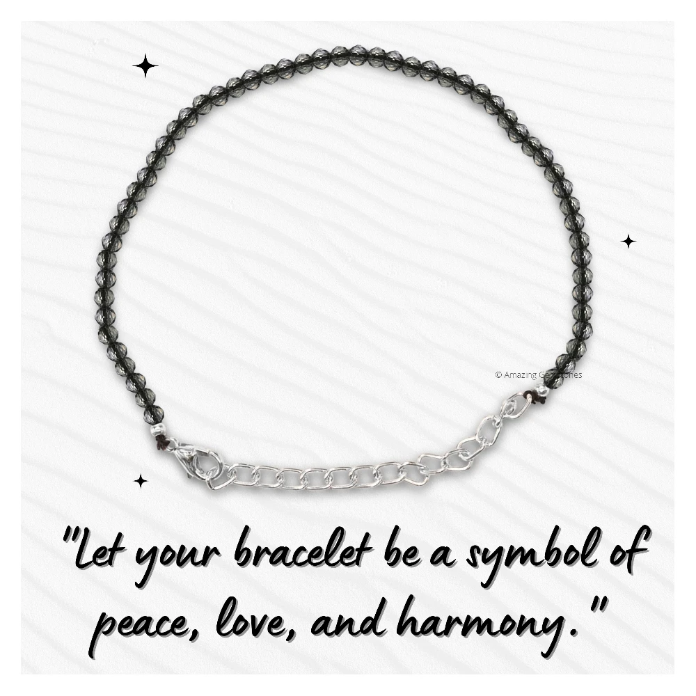 Smoky Quartz Crystal Bracelet - 2mm Faceted Bead (Silver)