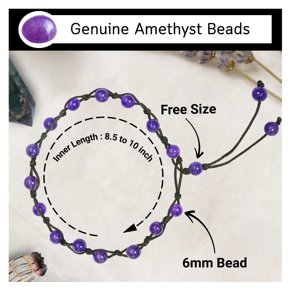 Amethyst Anklet (Hand Knotted)