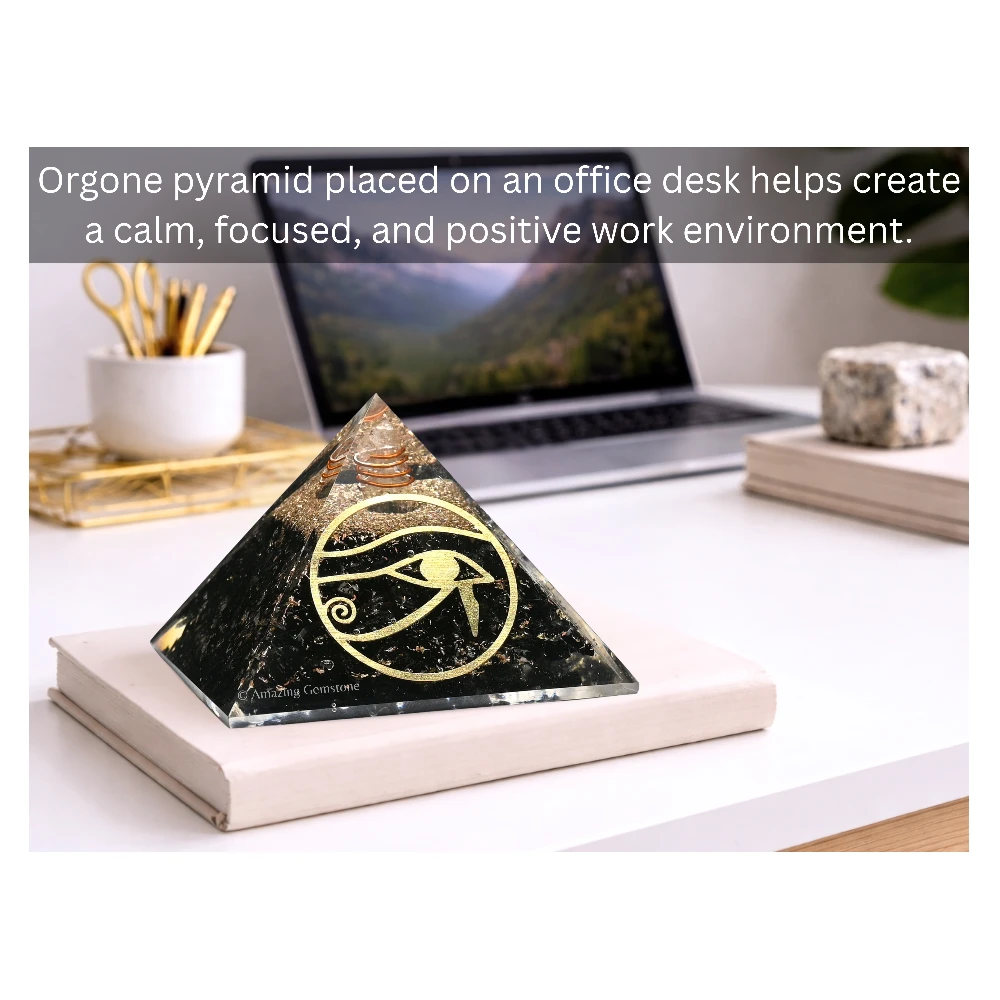 Black Tourmaline Orgone Pyramid - Eye of Ra