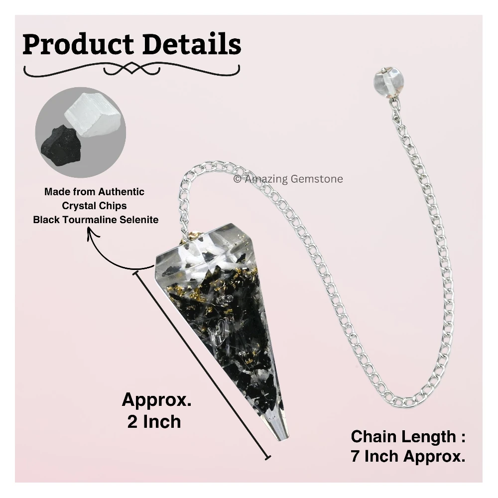 Black Tourmaline Selenite Orgone Pendulum