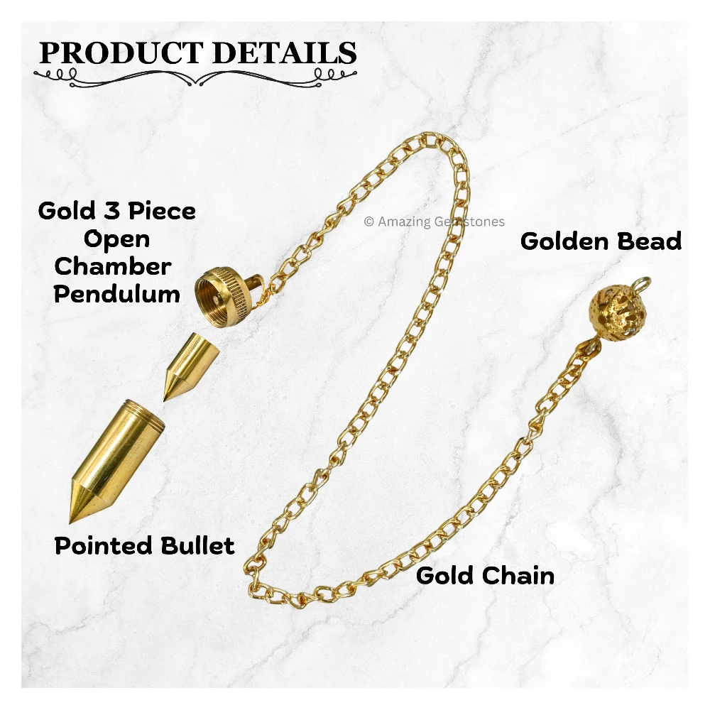 Copper Metal Pendulum - Gold 3 Piece Pointed Bullet (MP75)