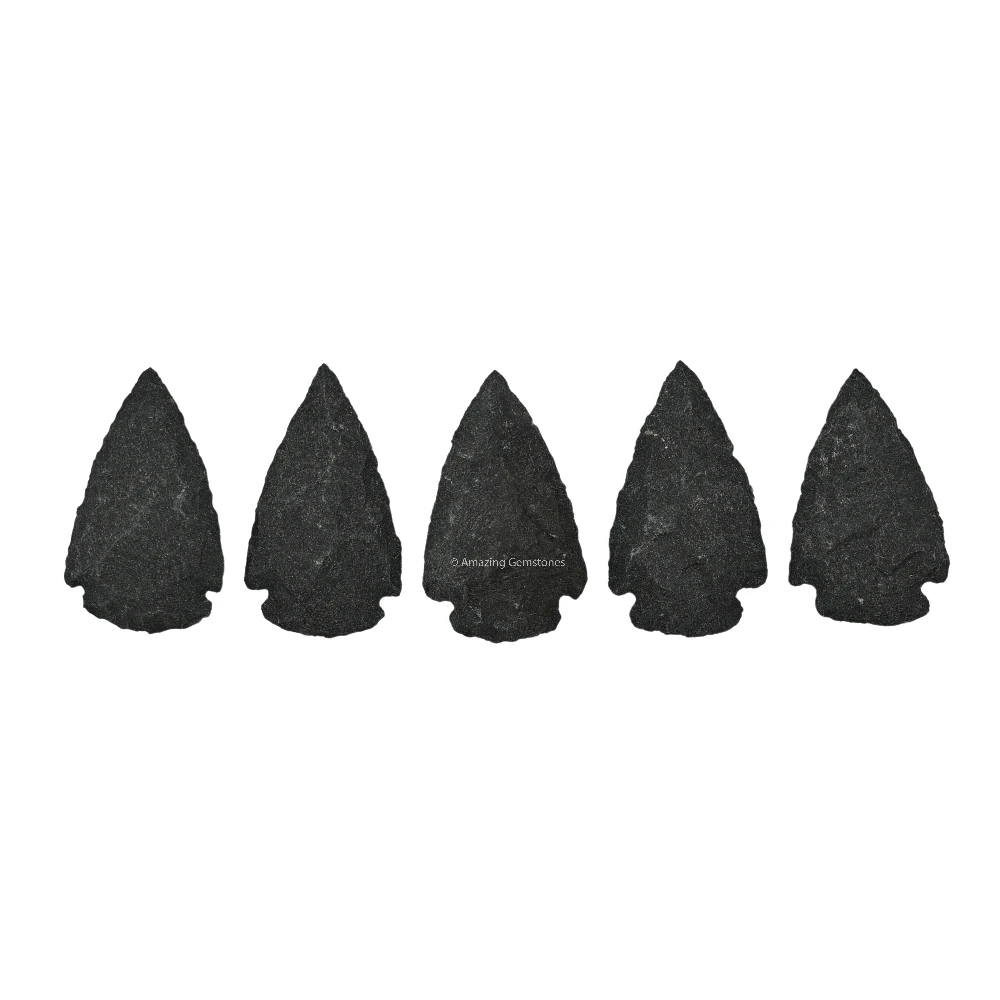 Black Agate Crystal Arrowhead - 1" to 1.5" (5 Pieces)