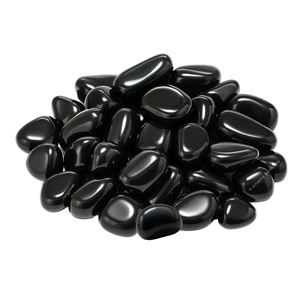 Tumbled Black Agate Crystals Stones (1000+ Carats)