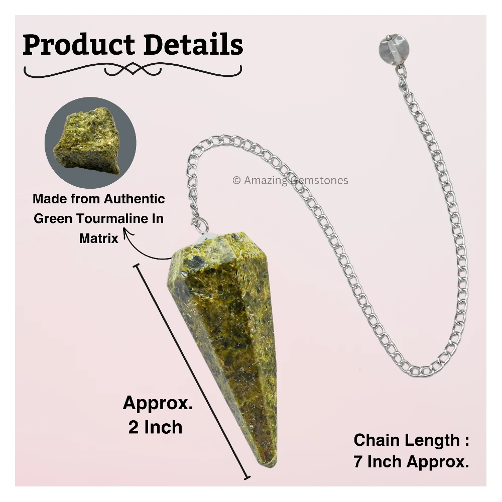 Green Tourmaline In Matrix Pendulum