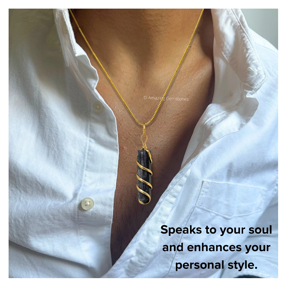 Blue Aventurine Necklace - Spiral Pencil Point (Gold)