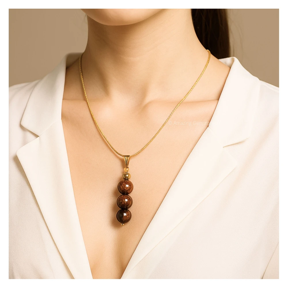 Bronzite Bead Pendant (Gold)