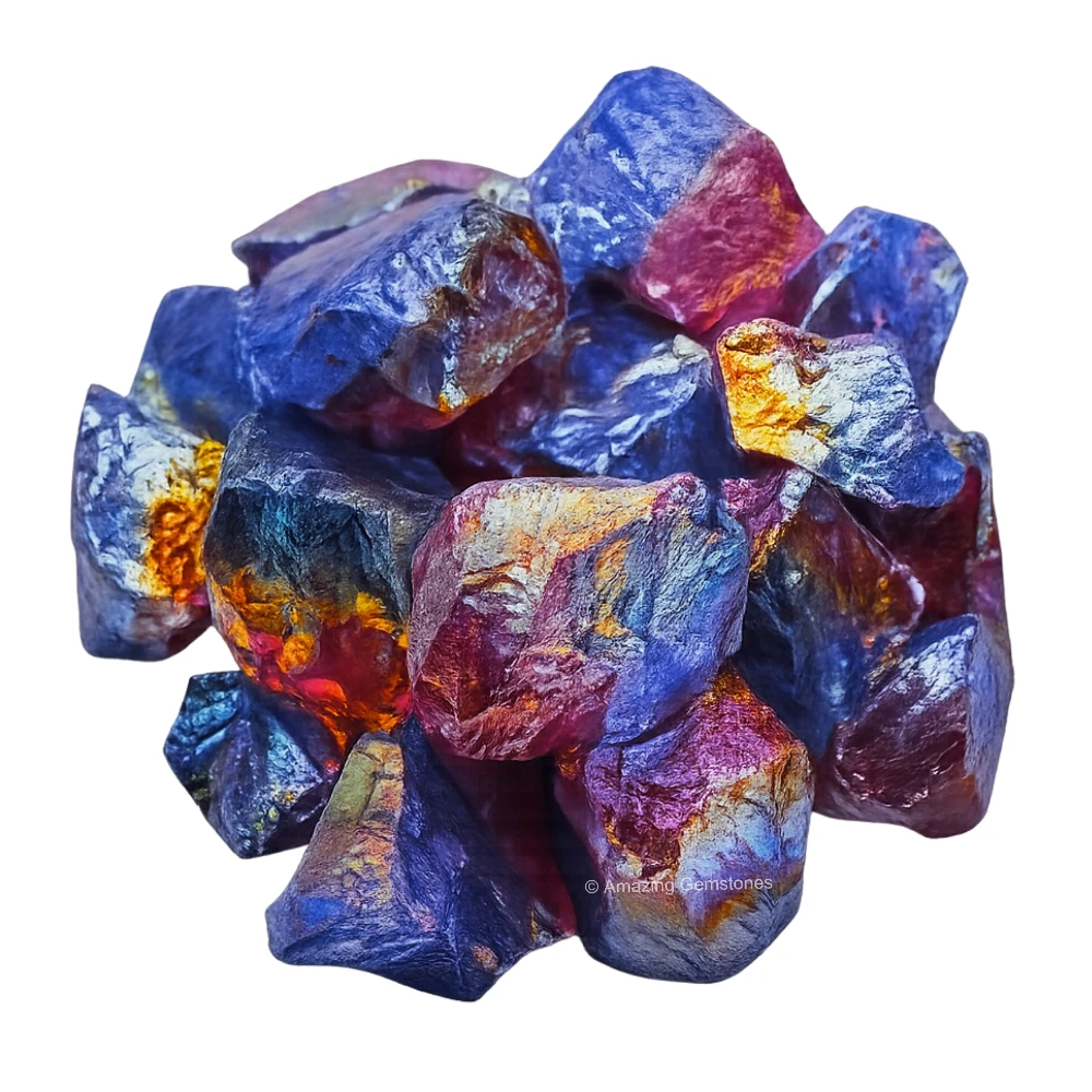 Ruby-Tanzine Aura Quartz Raw Crystals (2 Pieces)