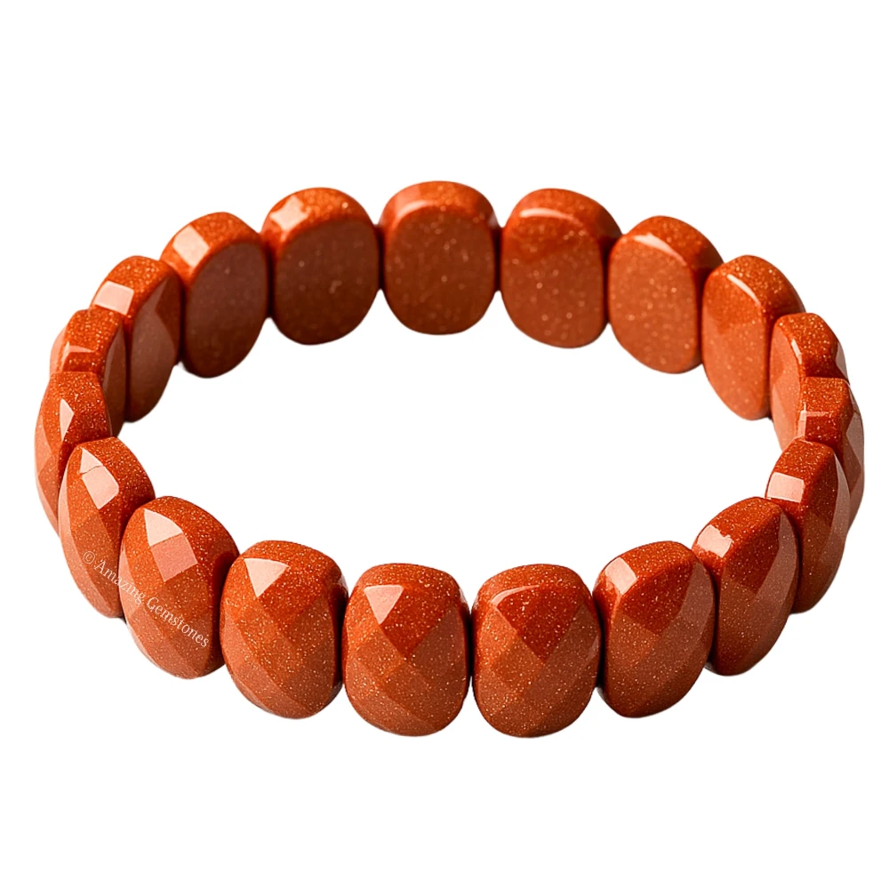 Red Goldstone Faceted Bracelet - Oval Stone