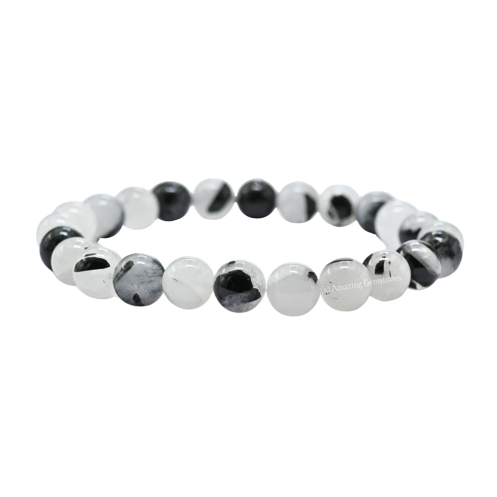 Black Rutilated Quartz Bracelet (Strechable)
