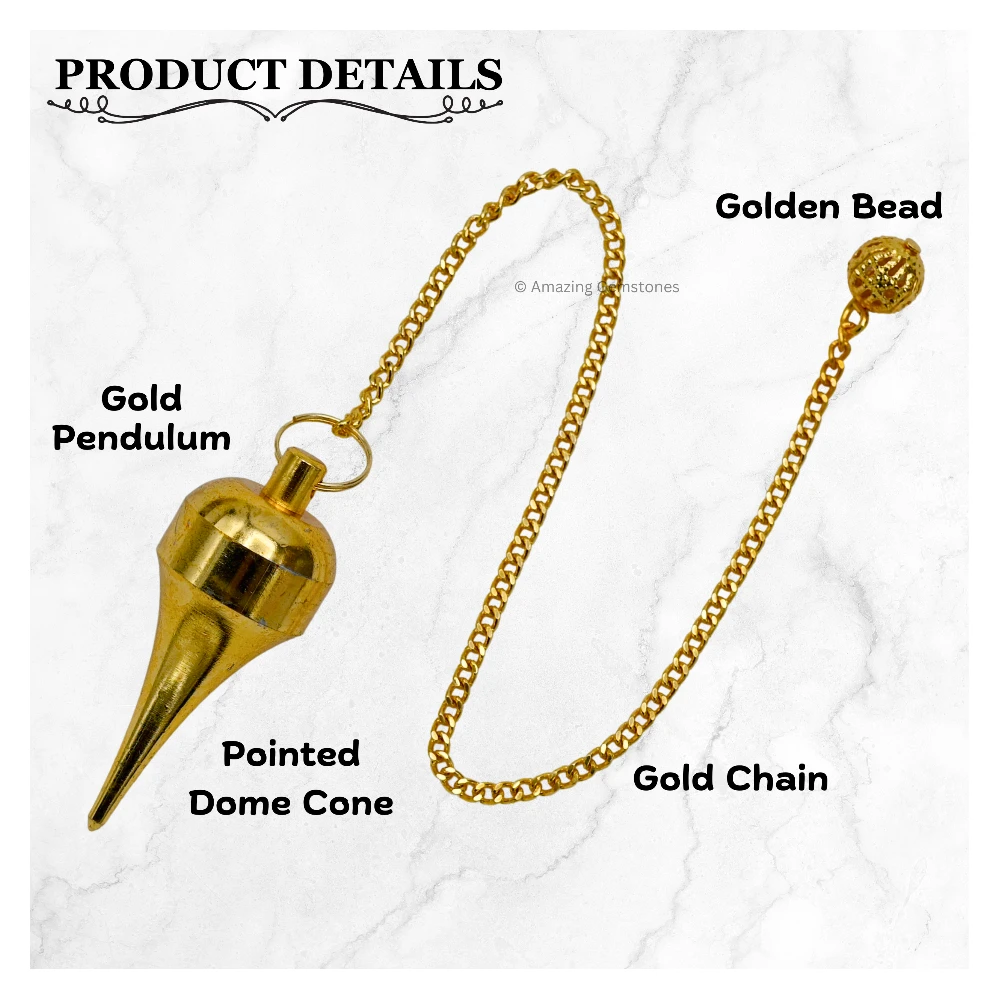 Copper Metal Pendulum - Gold Long Point Dome (MP39)