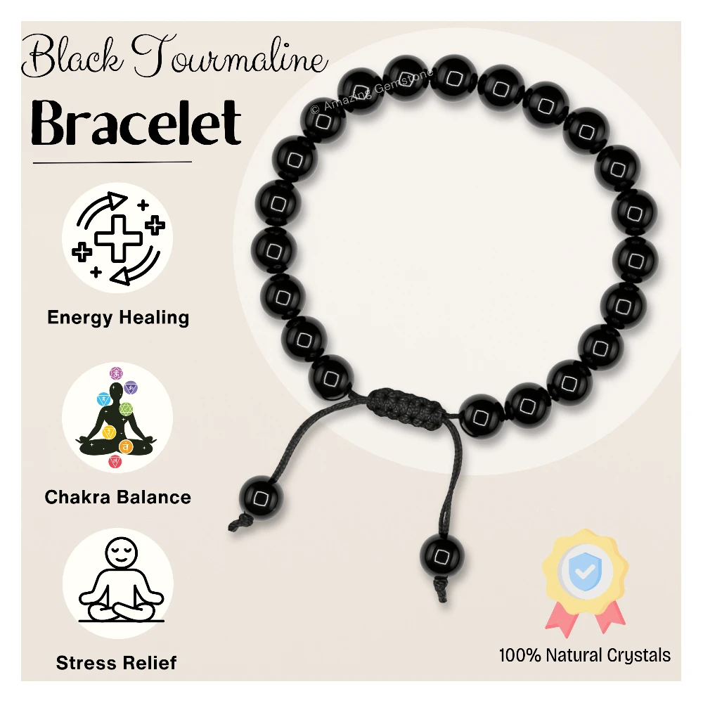 Black Tourmaline Bracelet (Adjustable)