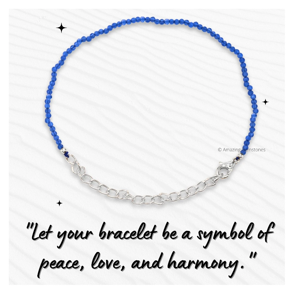 Dark Blue Chalcedony Crystal Bracelet - 2mm Faceted Bead (Silver)