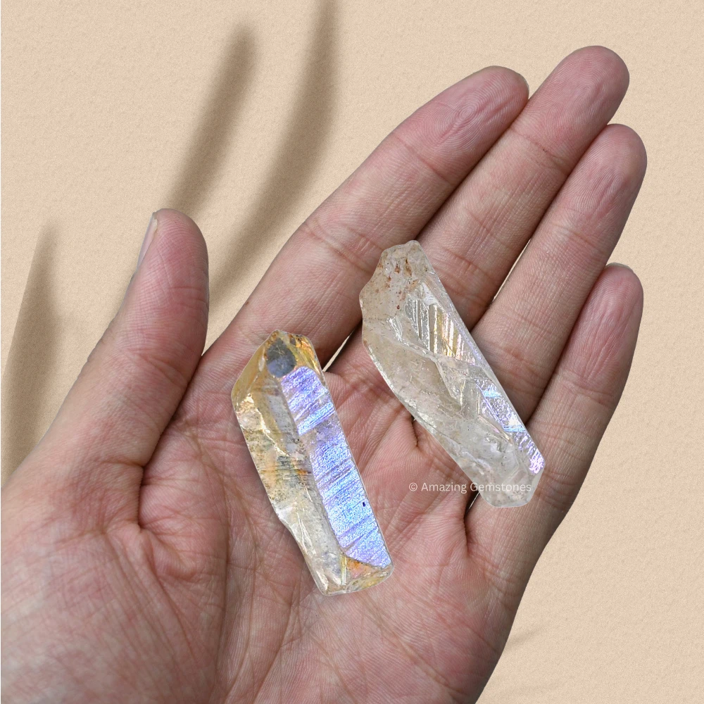 Angel Aura Quartz Raw Crystal Points (2 Pieces)