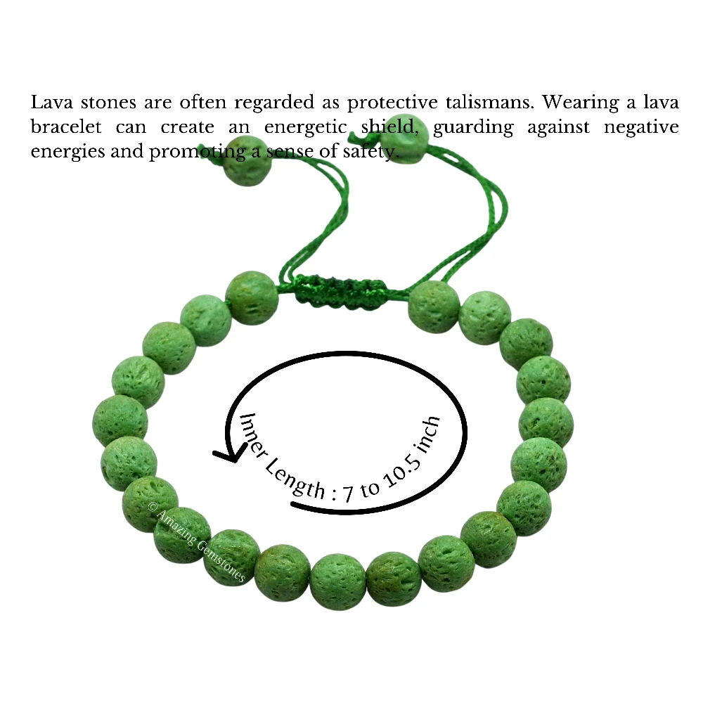 Green Lava Stone Bracelet (Adjustable)