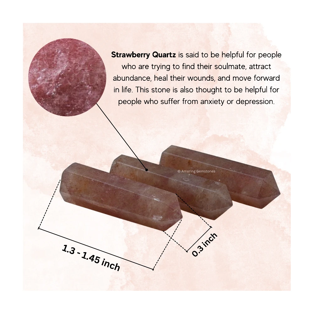 Strawberry Quartz Pencil Points (Set of 3)