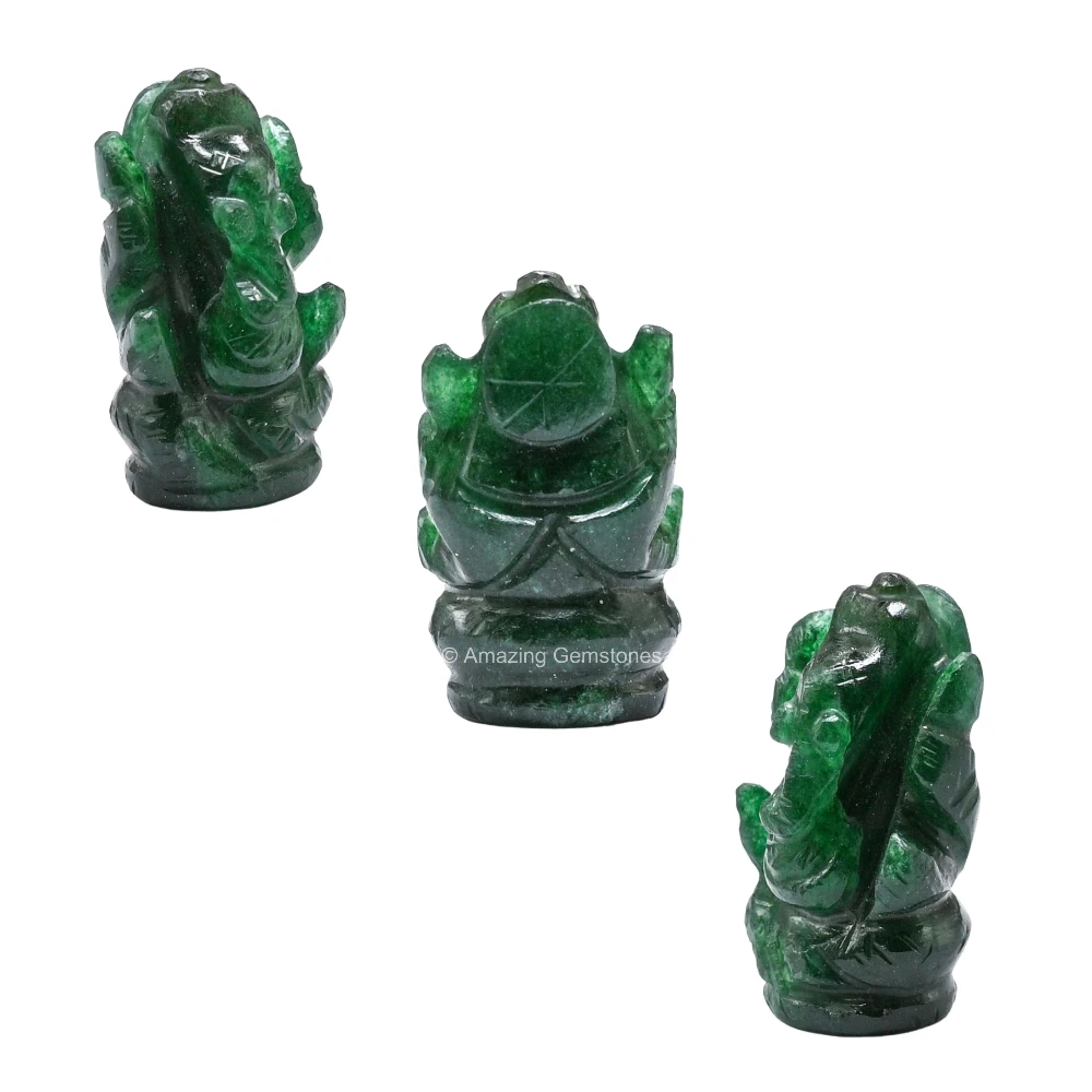 Dark Green Aventurine Ganesha Crystal Idol