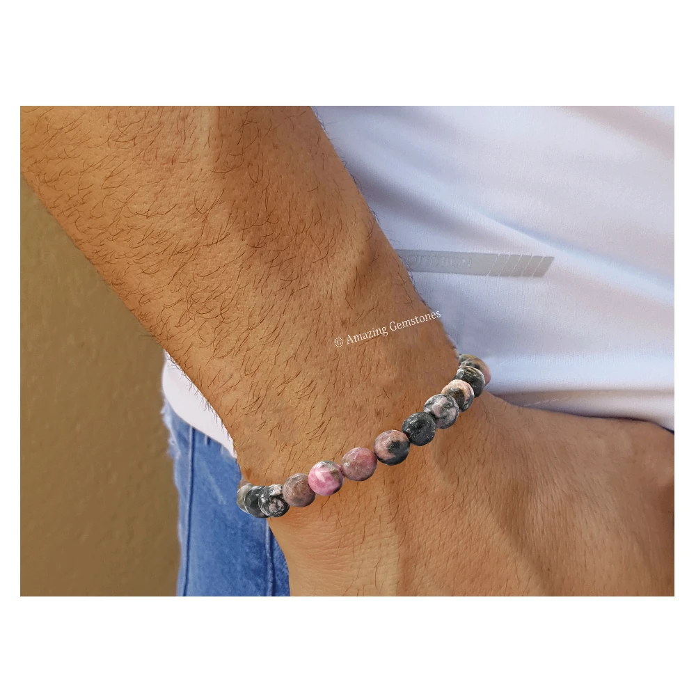 Rhodonite Bracelet (Faceted-Stretchable)