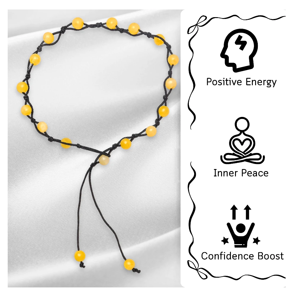 Yellow Calcite Anklet (Hand Knotted)