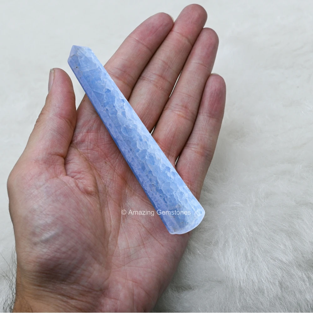 Blue Calcite Wand (Faceted)