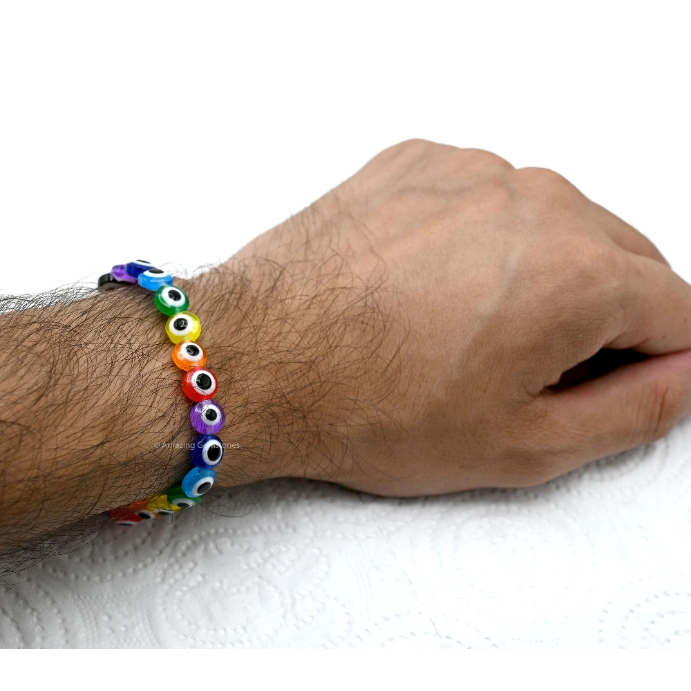 Multi Flat Round Evil Eye Bracelet