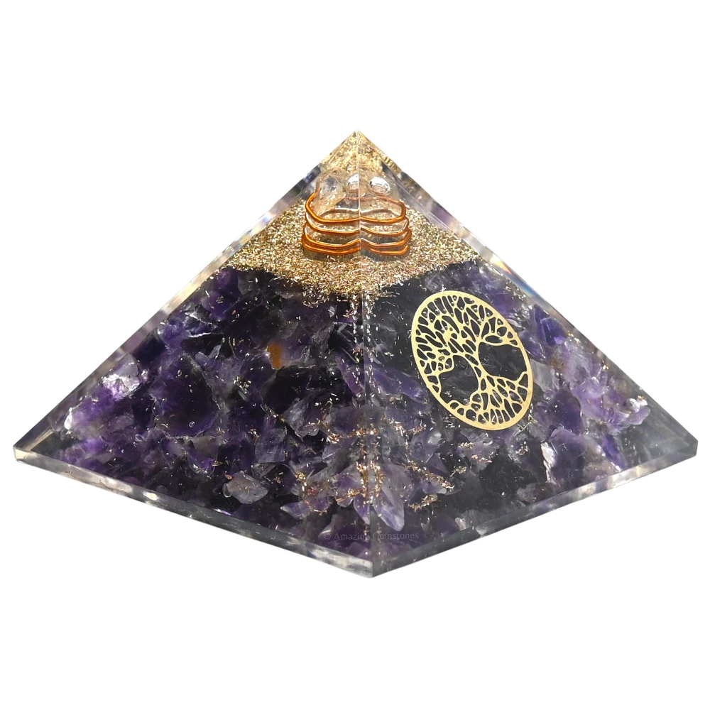 Amethyst Orgone Pyramid - Tree of Life