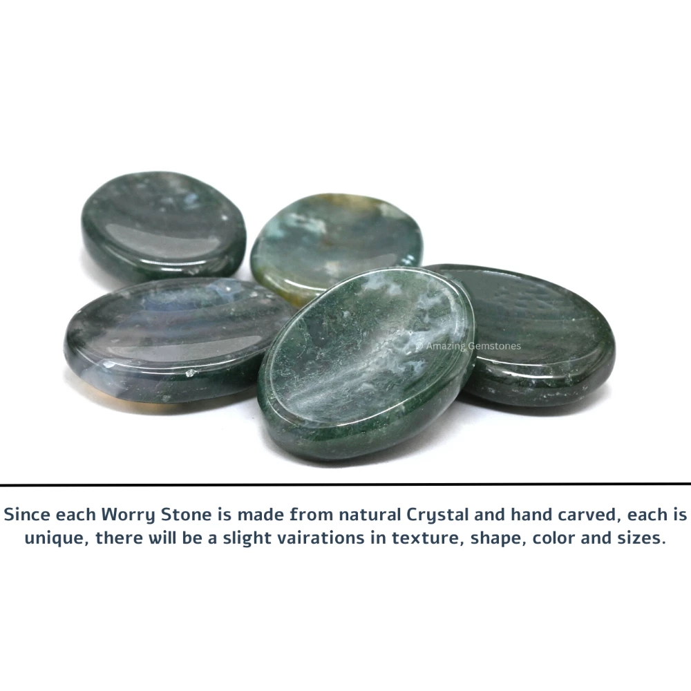 Moss Agate Worry Stone