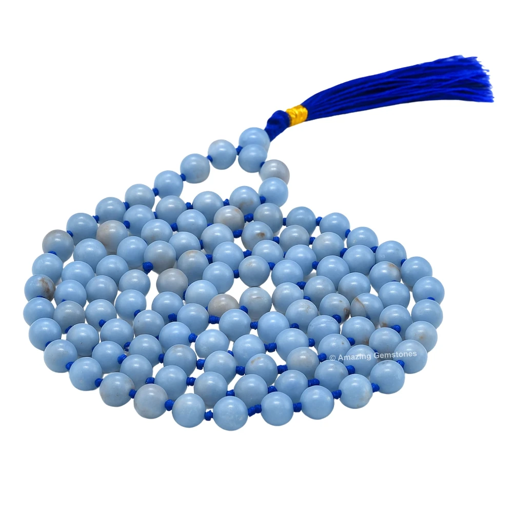 Angelite 108 Beads Japa Mala (Hand Knotted)