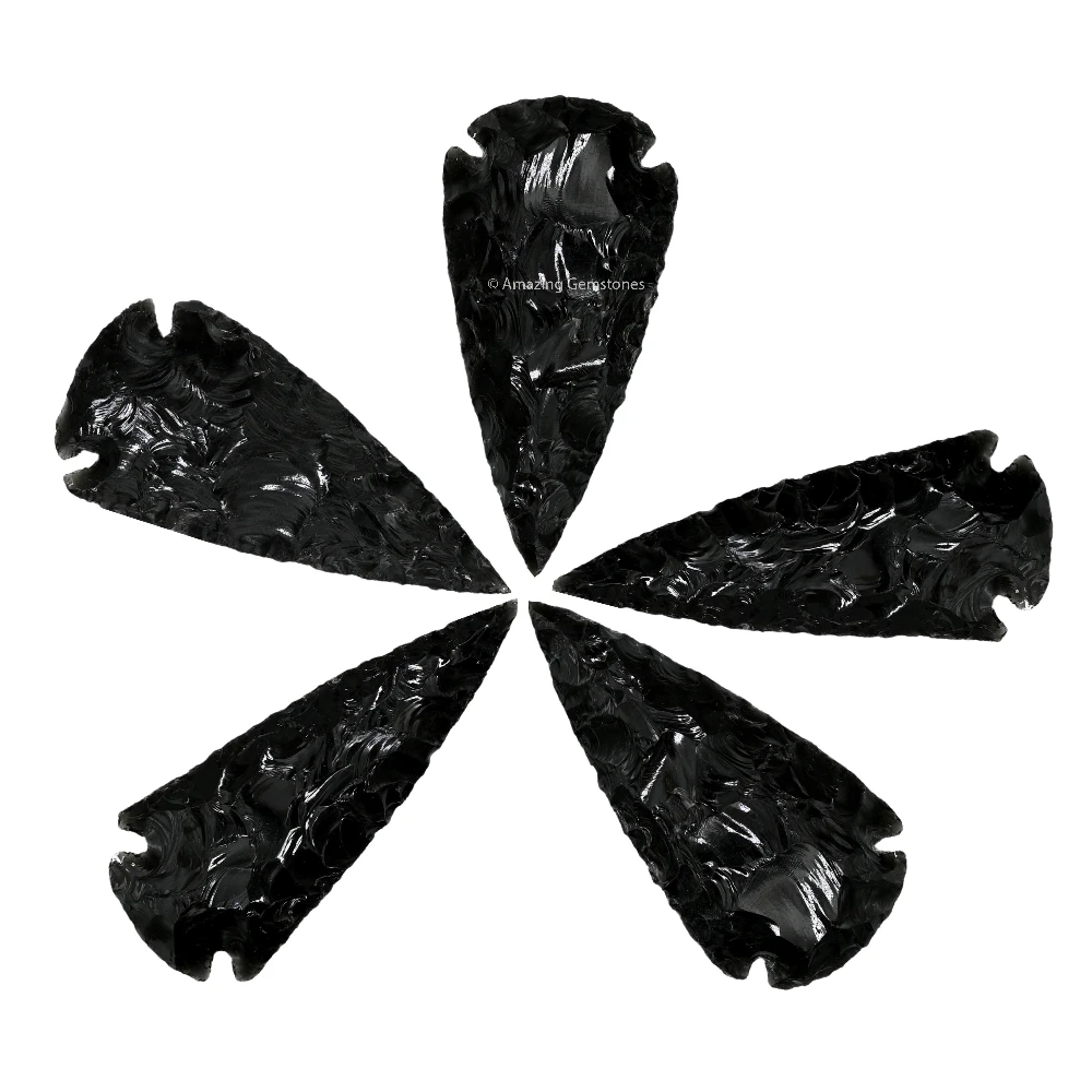 Black Obsidian Crystal Arrowhead - 1" to 1.5" (5 Pieces)