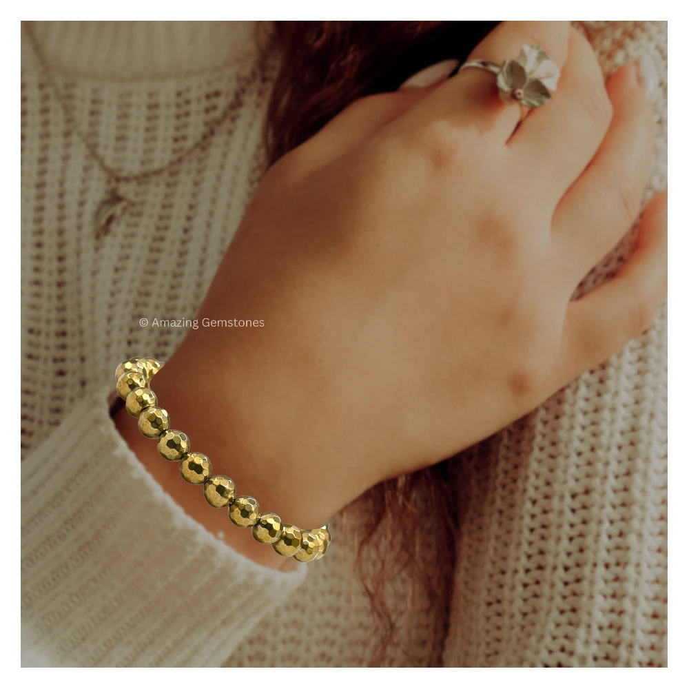 Golden Hematite Bracelet (Faceted-Adjustable)