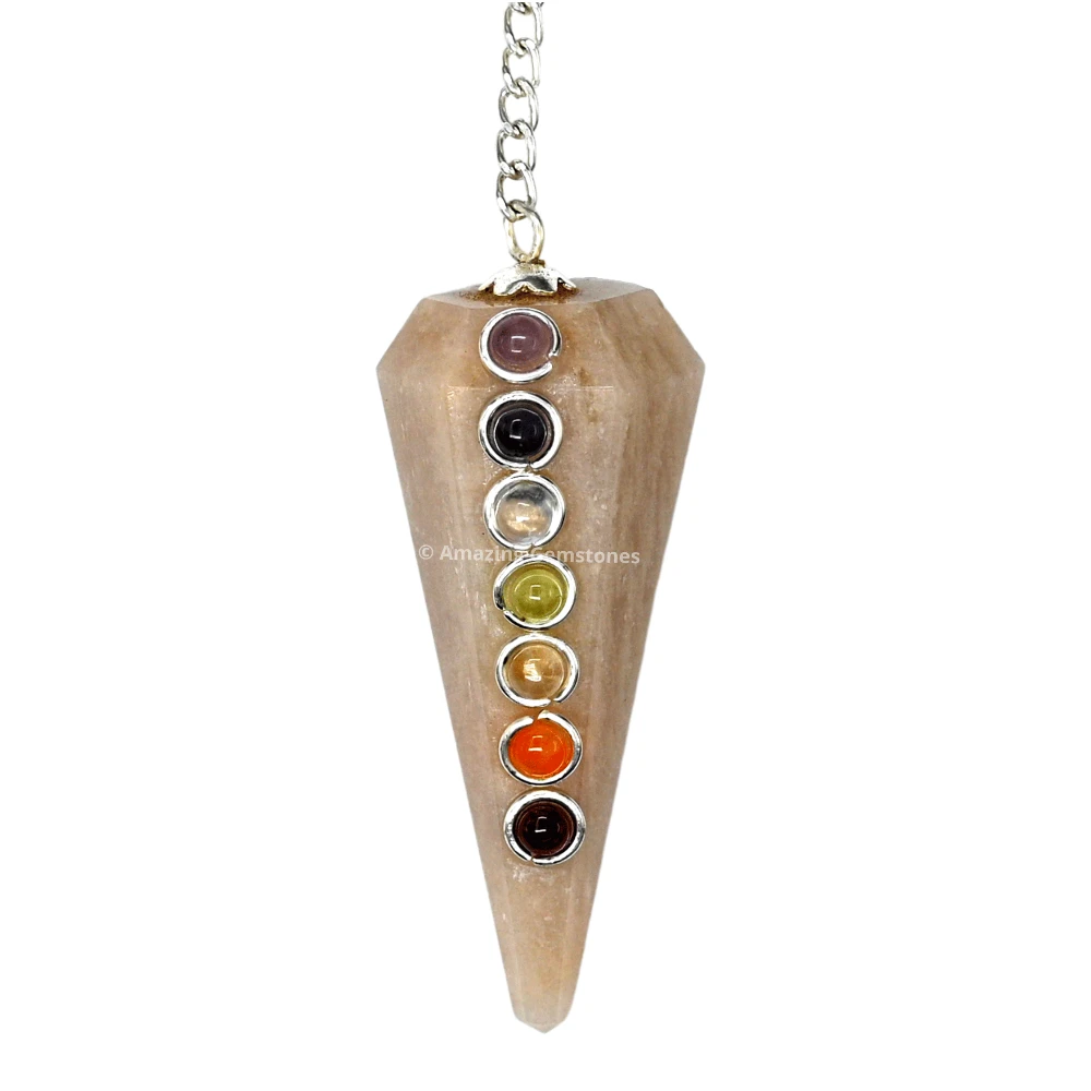 Cream Moonstone Chakra Crystal Pendulum