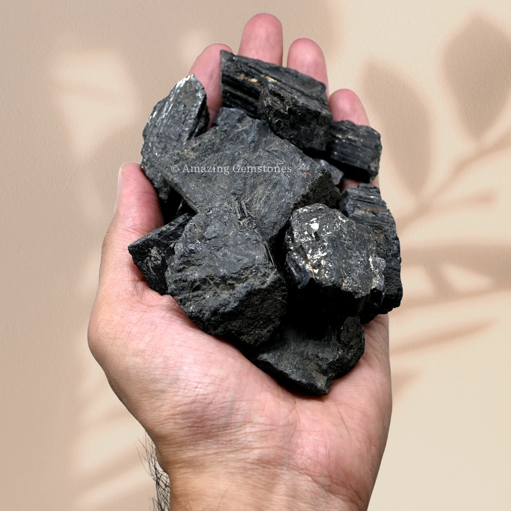 Black Tourmaline Rough Raw Crystal (1 LB Small)