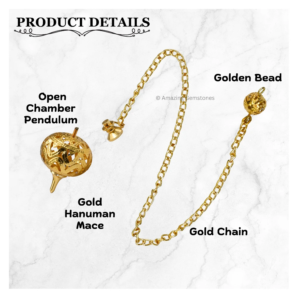 Copper Metal Pendulum - Gold Hanuman Mace (MP50)
