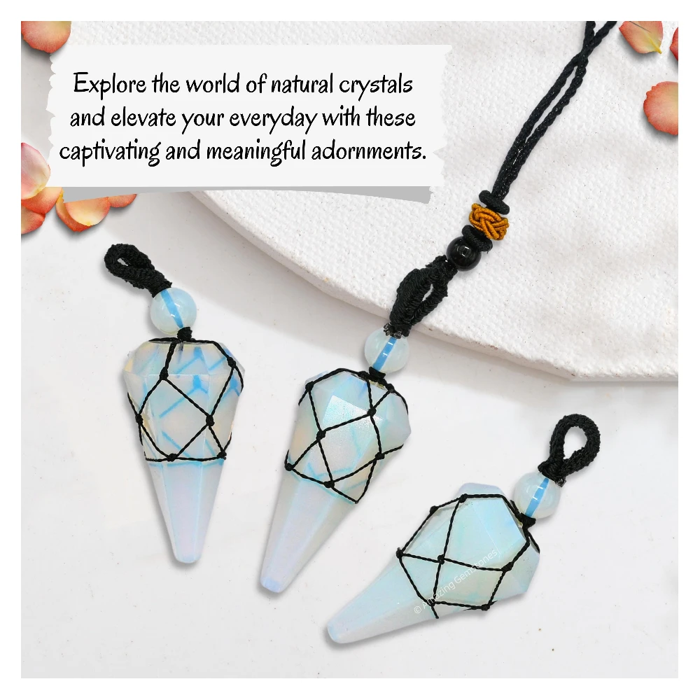 Opalite Pendulum Pendant Necklace (Macrame)