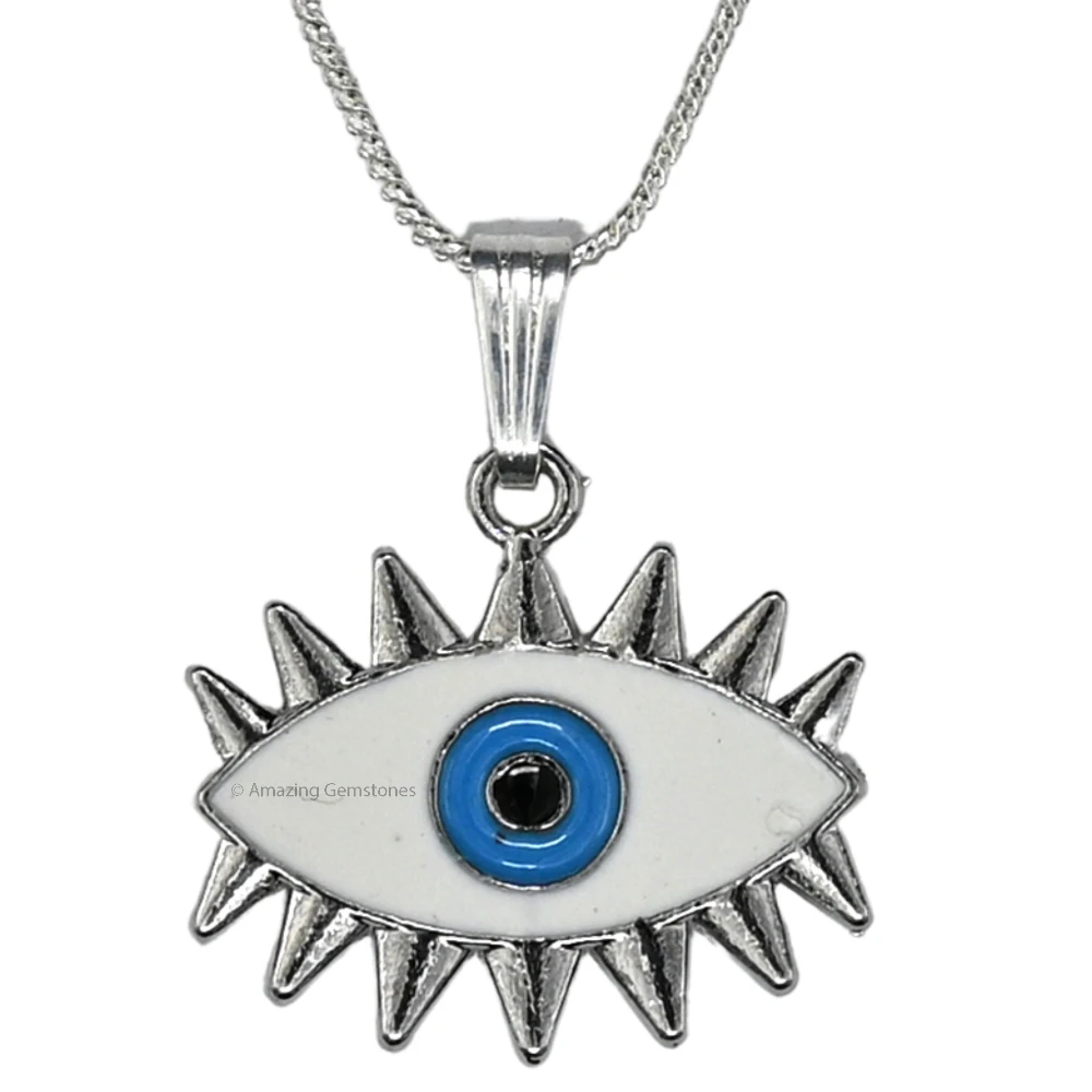 White Evil Eye Pendant - Exclusive (Silver)