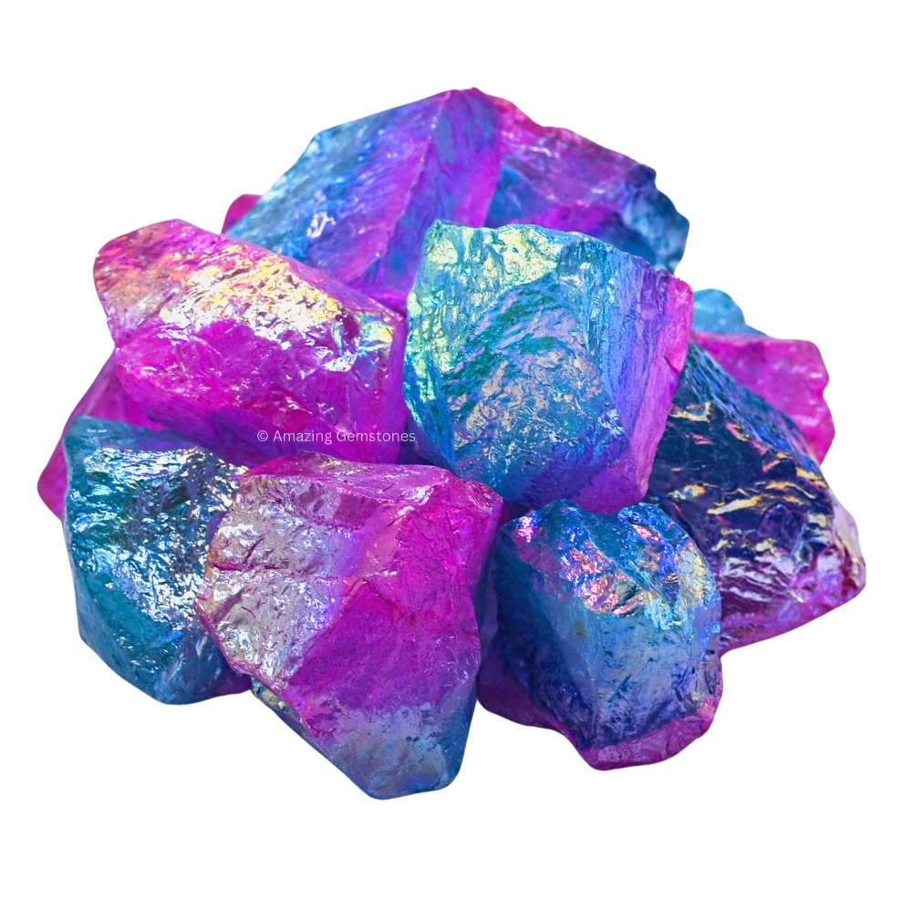 Rose-Aqua Aura Quartz Raw Crystals (2 Pieces)