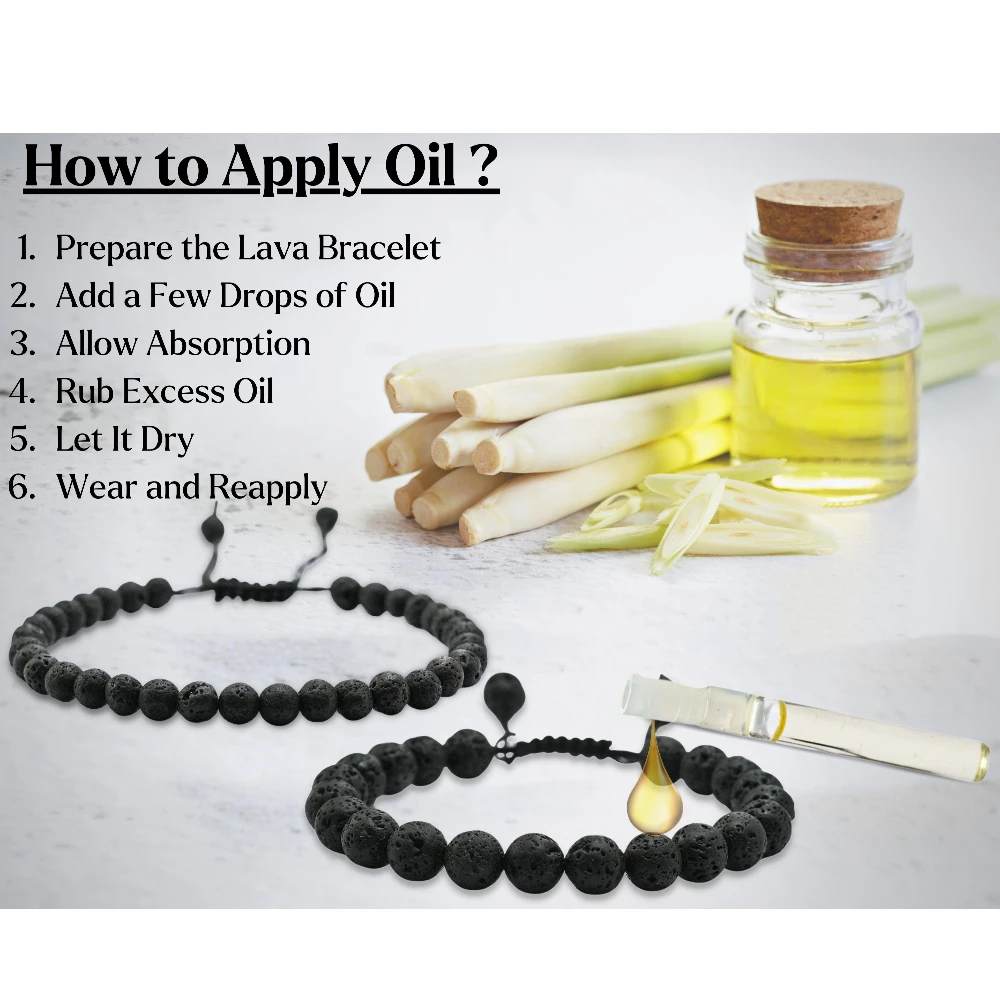Lava Stone Mosquito Repellent Bracelet Anklet Set with Essential Oil (Pack of 2)