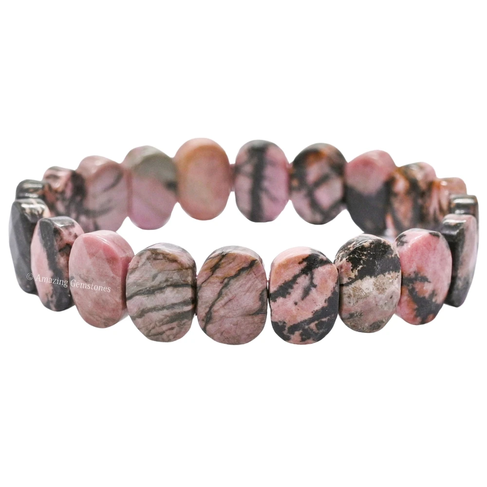 Rhodonite Faceted Bracelet - Oval Stone