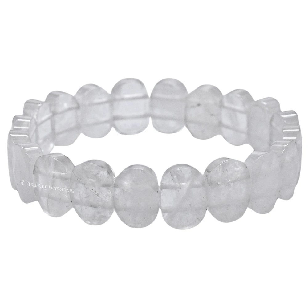 Clear Quartz Faceted Bracelet - Oval Stone