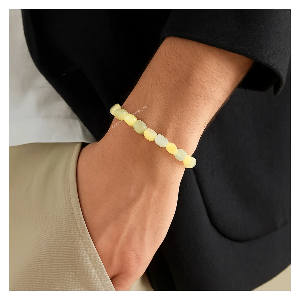White Moonstone Tumbled Stone Bracelet (Stretchable)