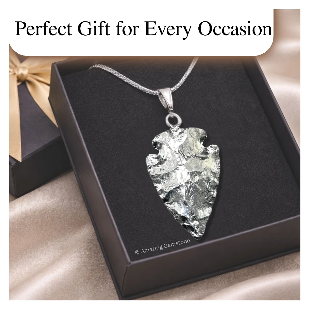 Coated Fancy Jasper Arrowhead Pendant - Silver Plated