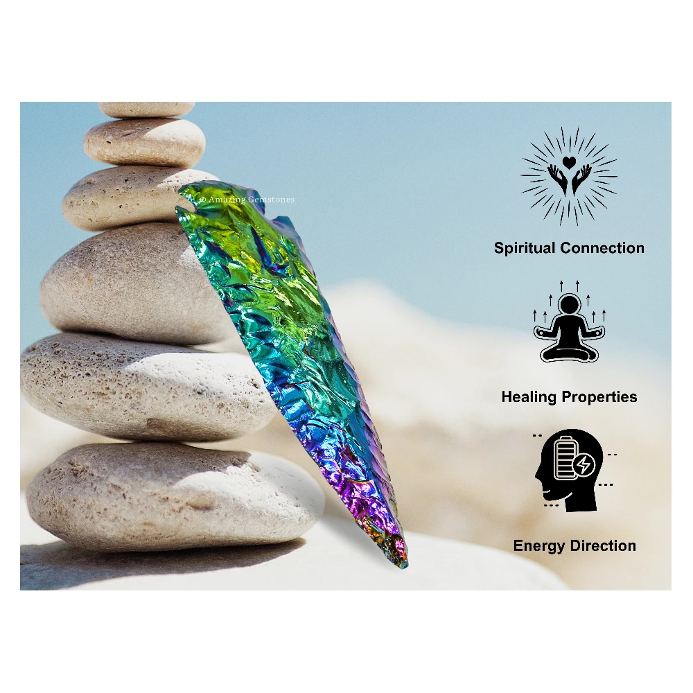 Titanium Aura Quartz Crystal Arrowhead - 5" to 6"