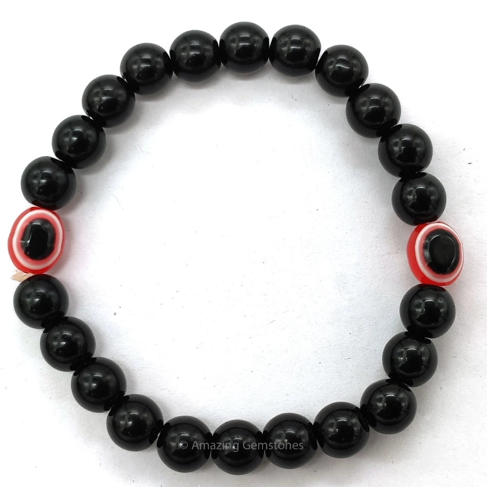 Red Evil Eye and Black Obsidian Bracelet