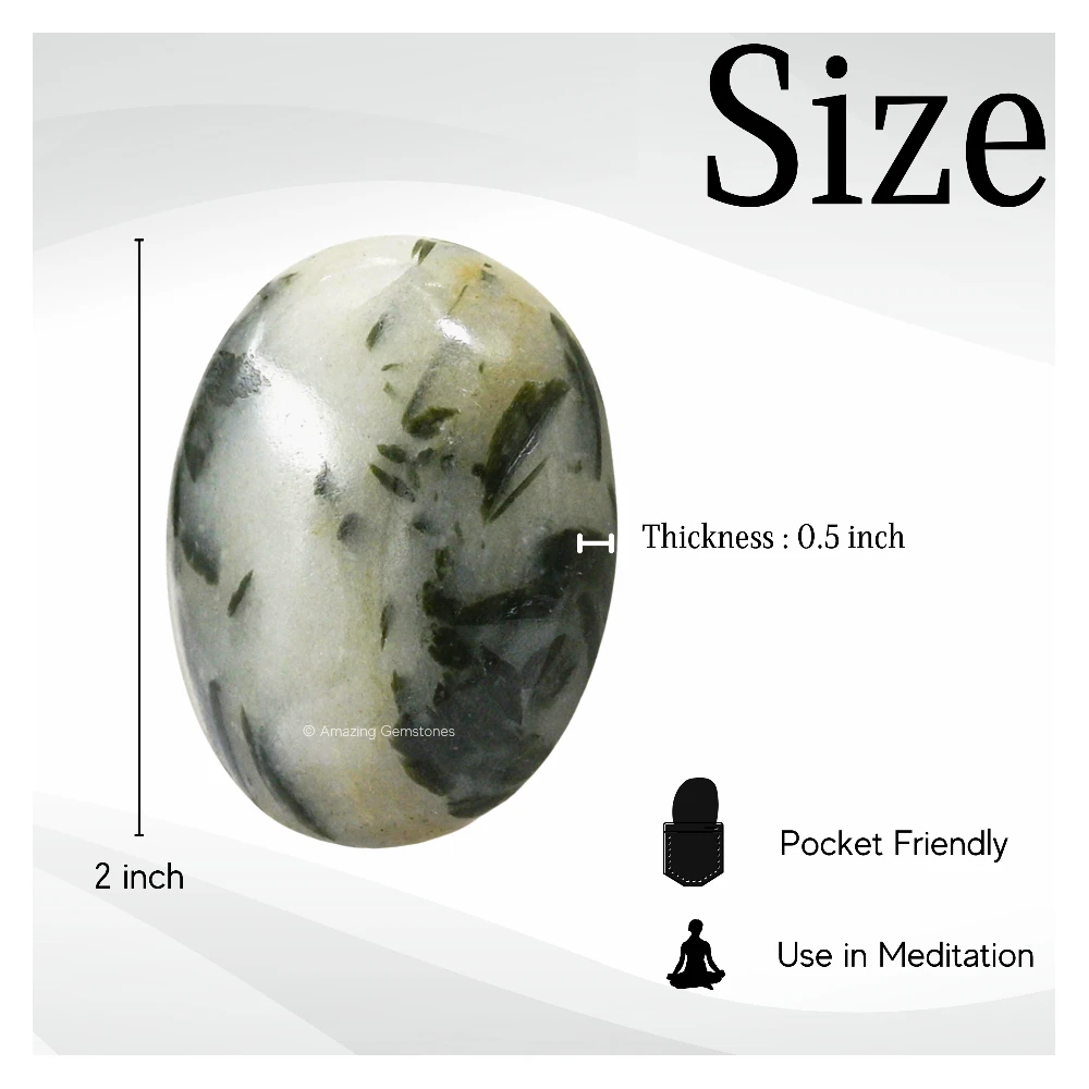 Green Tourmaline In Quartz Palm Stone